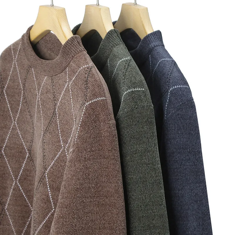 INSTOCK-Winter new chenille all-in-one velvet men's sweater