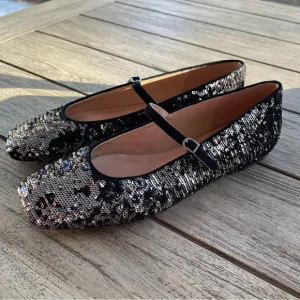 J. Crew Anya Mary Jane Flats in Sparkle Womens Size 9.5