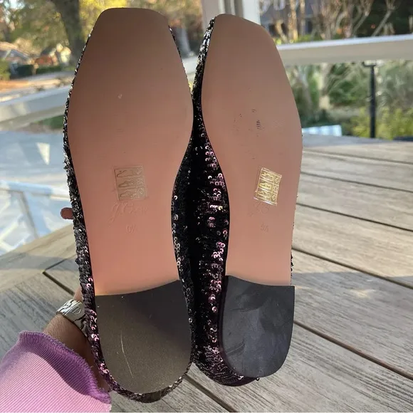 J. Crew Anya Mary Jane Flats in Sparkle Womens Size 9.5