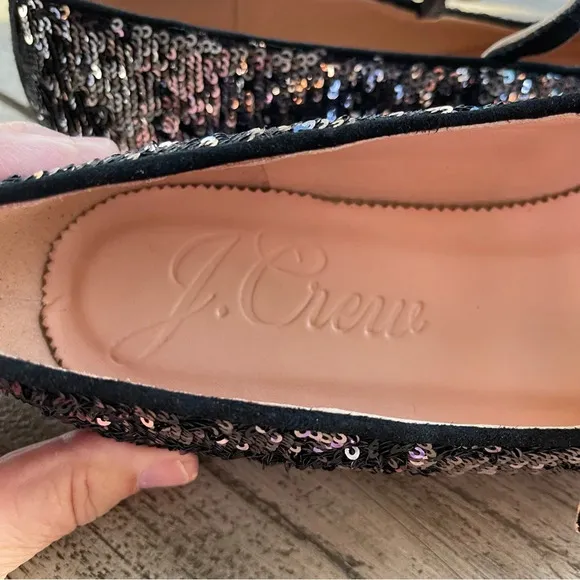 J. Crew Anya Mary Jane Flats in Sparkle Womens Size 9.5