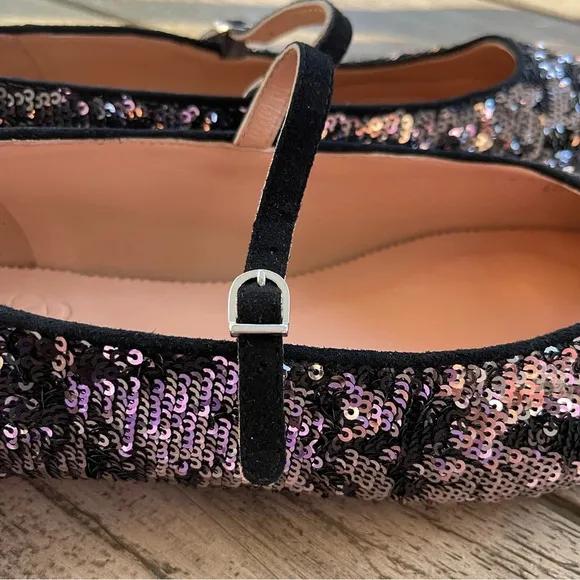 J. Crew Anya Mary Jane Flats in Sparkle Womens Size 9.5