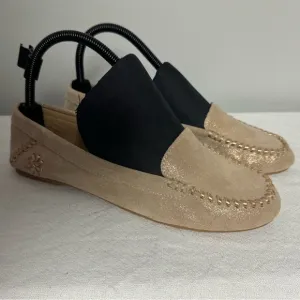 Jack‎ Rogers Millie Leather Moccasin Flats Shimmery Gold Women's Size 7.5