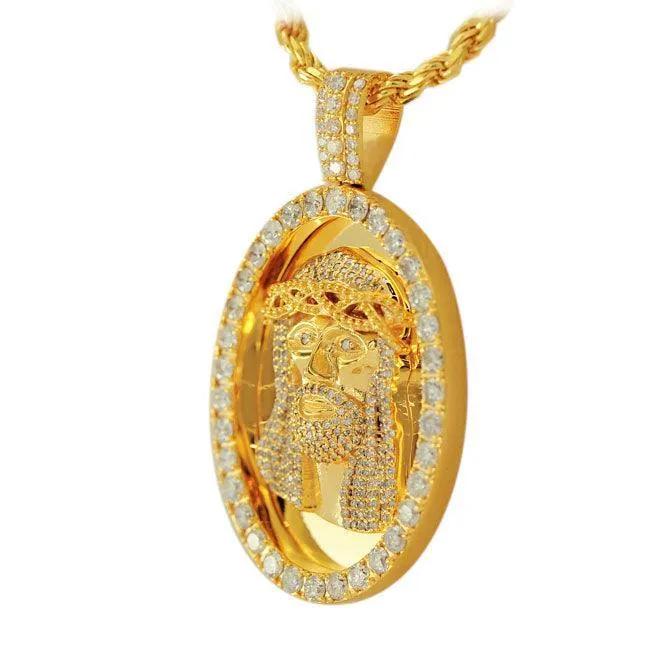 JDP16419 - DIAMOND JESUS MEDAL PENDANT