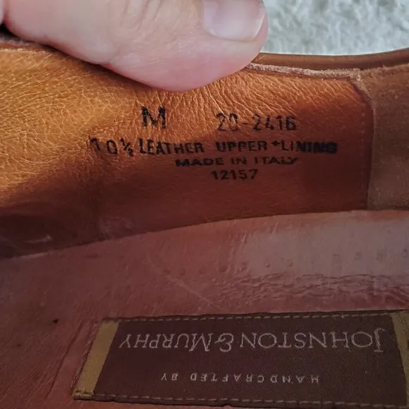 Johnston &amp; Murphy Brown Tan Leather Formal Dress Lace Up Round Toe Shoe Men 10.5
