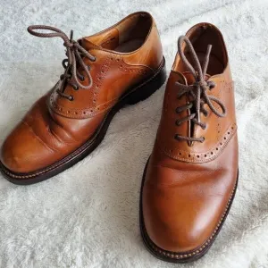 Johnston &amp; Murphy Brown Tan Leather Formal Dress Lace Up Round Toe Shoe Men 10.5