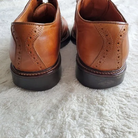 Johnston &amp; Murphy Brown Tan Leather Formal Dress Lace Up Round Toe Shoe Men 10.5