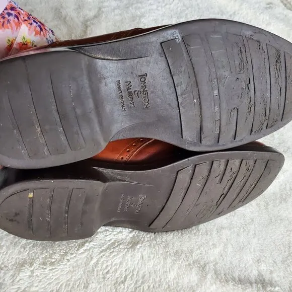Johnston &amp; Murphy Brown Tan Leather Formal Dress Lace Up Round Toe Shoe Men 10.5