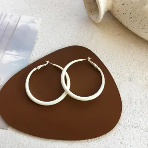 Just Lil Things  White Hoop Earrings jlt11266