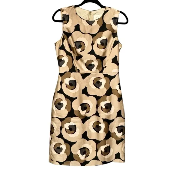 Kate Spade Della Deco Rose Sleeveless Silk Cotton Blend Sheath Dress size 4