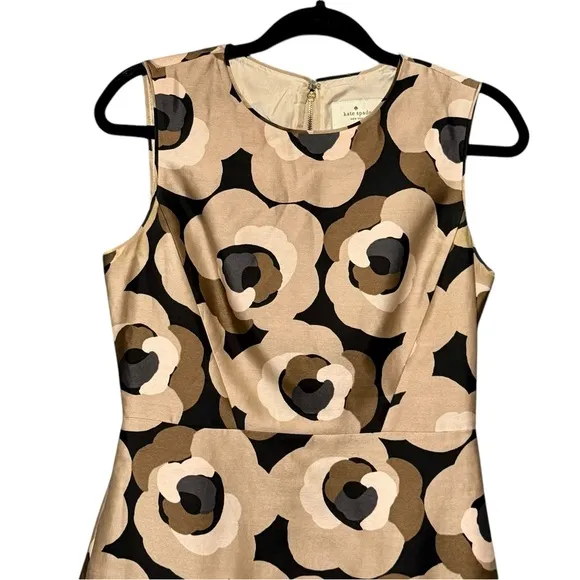 Kate Spade Della Deco Rose Sleeveless Silk Cotton Blend Sheath Dress size 4