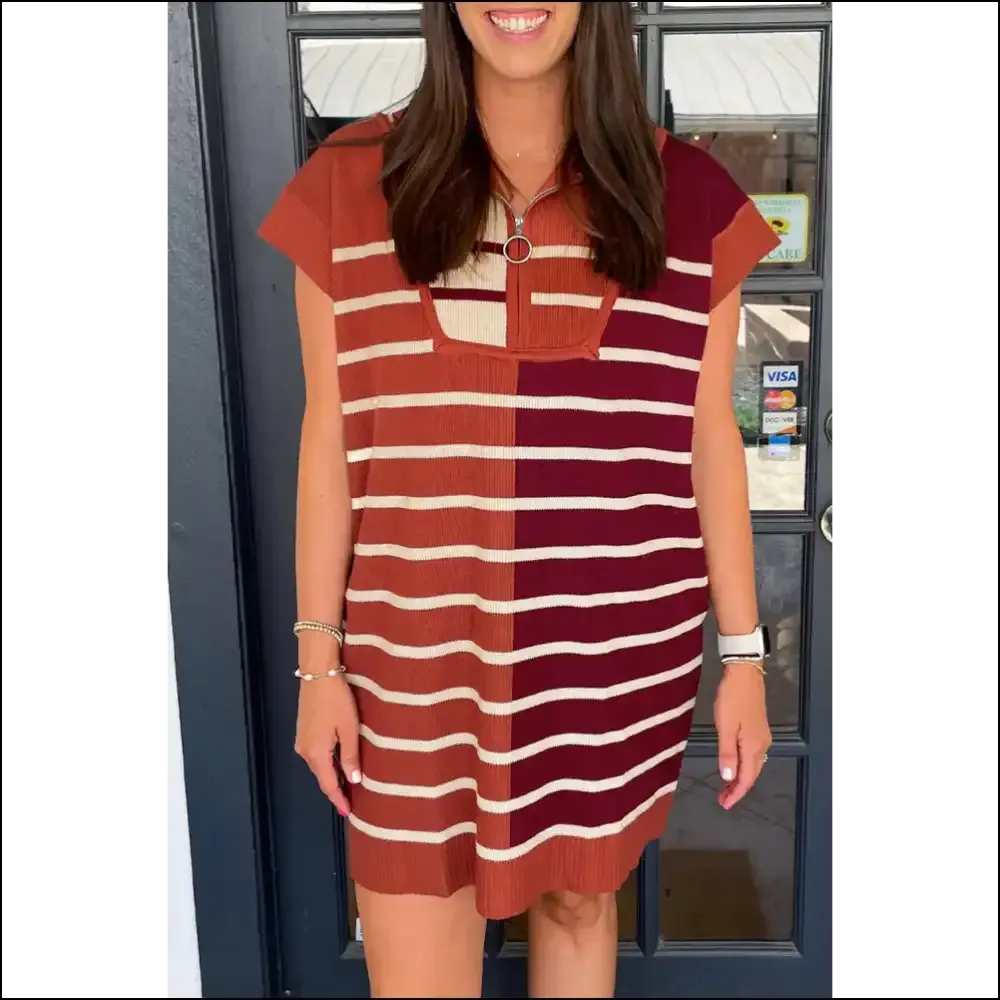 Khaki Stripe Color Block Mini Dress: Fashionista  🤪 Needful Things