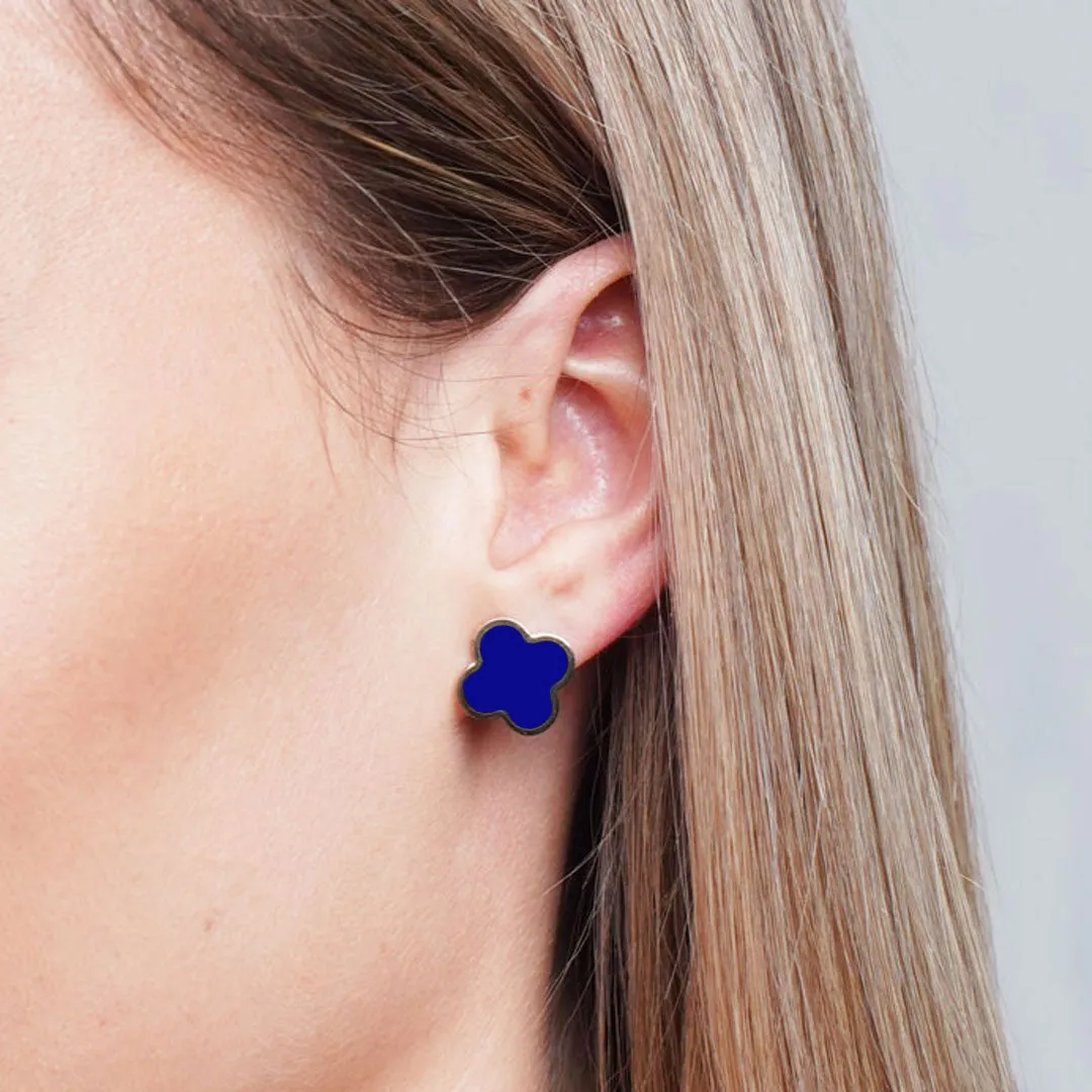 Large Lapis Clover Stud Earrings