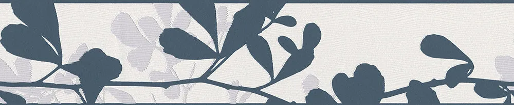 Leaves Trail Wavy Blue White 947437 Wallpaper Border