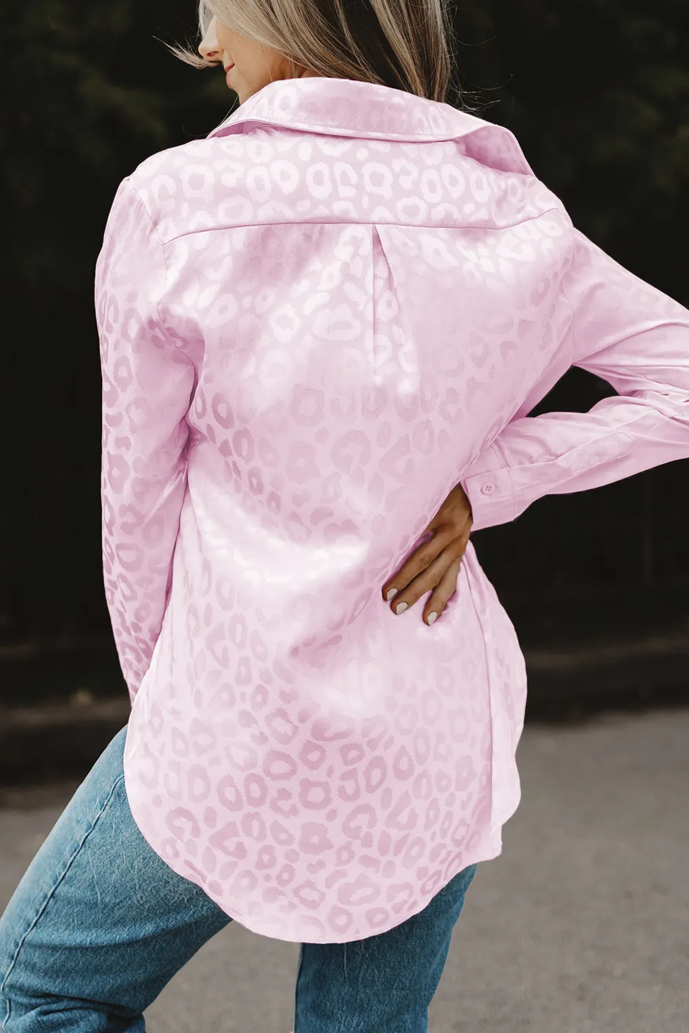 Leopard Slit High-Low Shirt- Online Exclusive