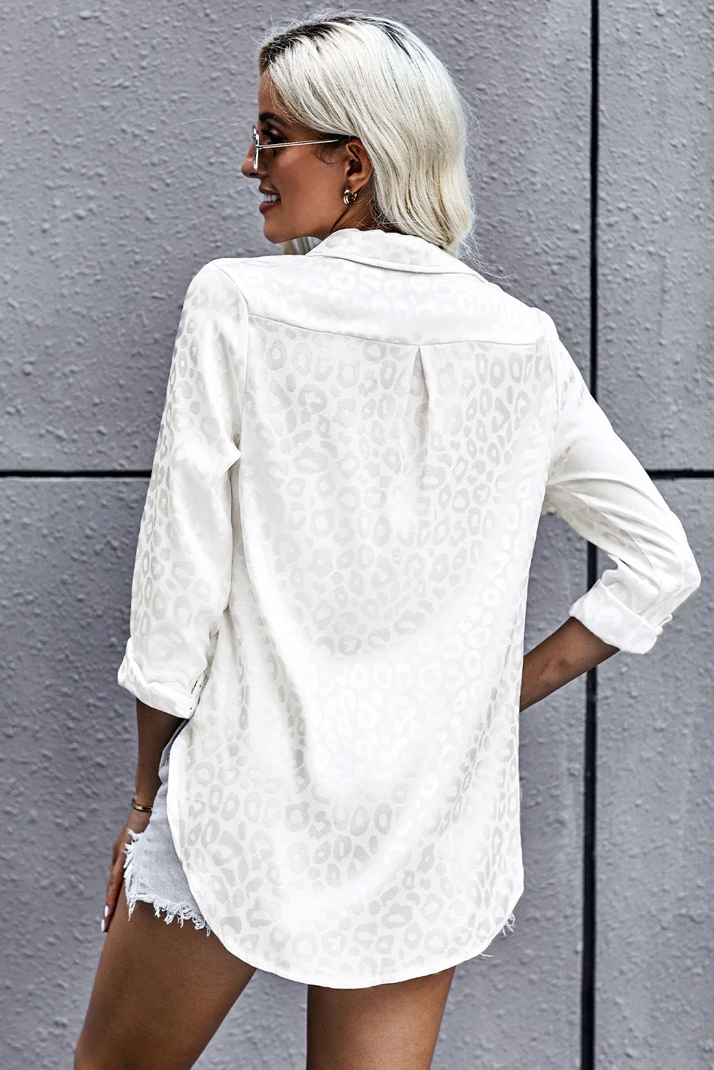 Leopard Slit High-Low Shirt- Online Exclusive