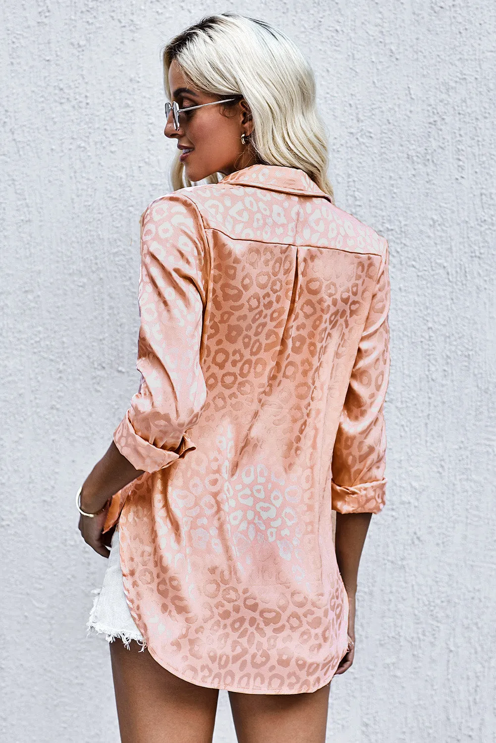 Leopard Slit High-Low Shirt- Online Exclusive