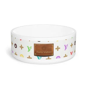 Light Furry Vuiton Pet Bowl