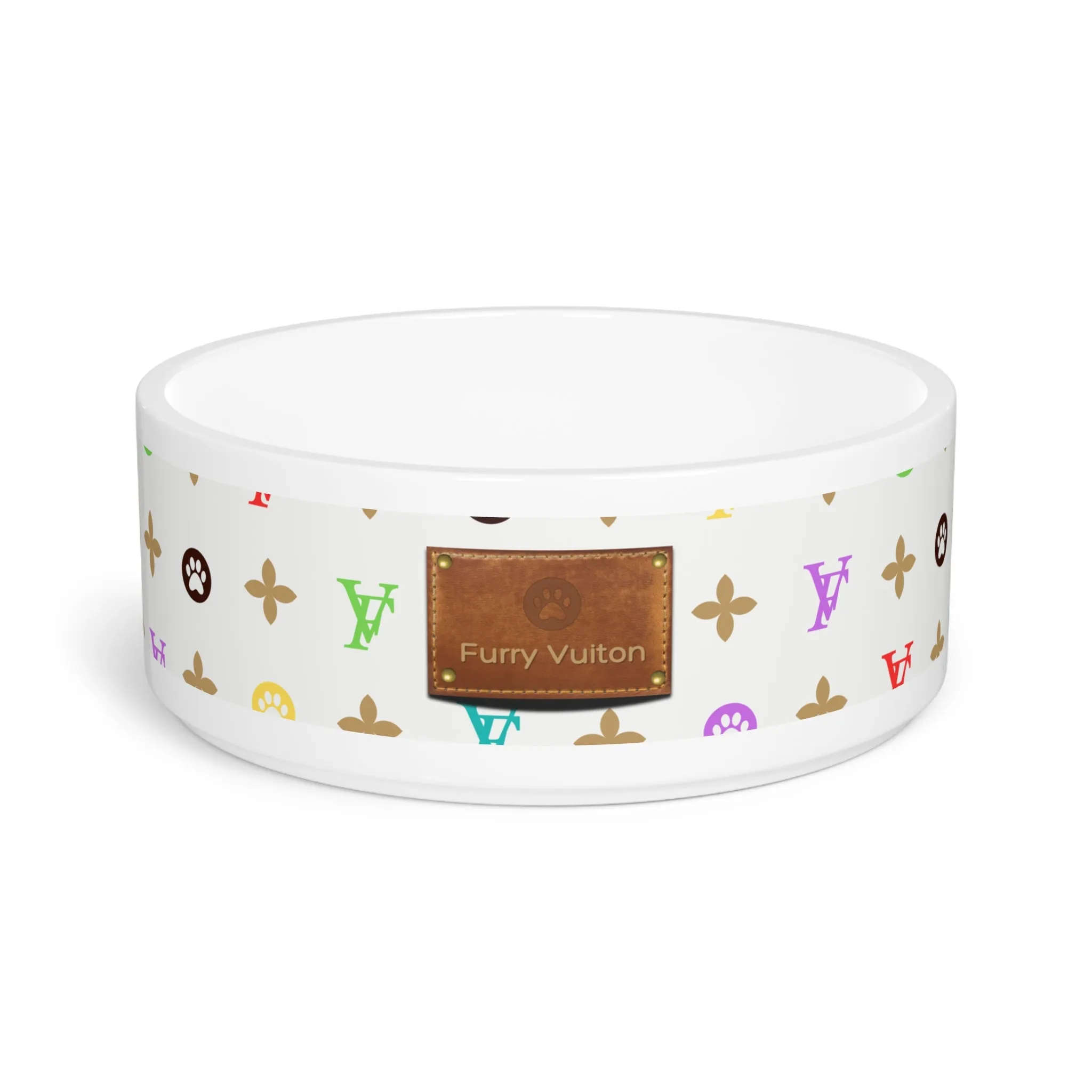 Light Furry Vuiton Pet Bowl