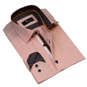 Light Orange Mens Slim Fit Designer Dress Shirt - tailored Cotton Shirts for Work and Casual Wear