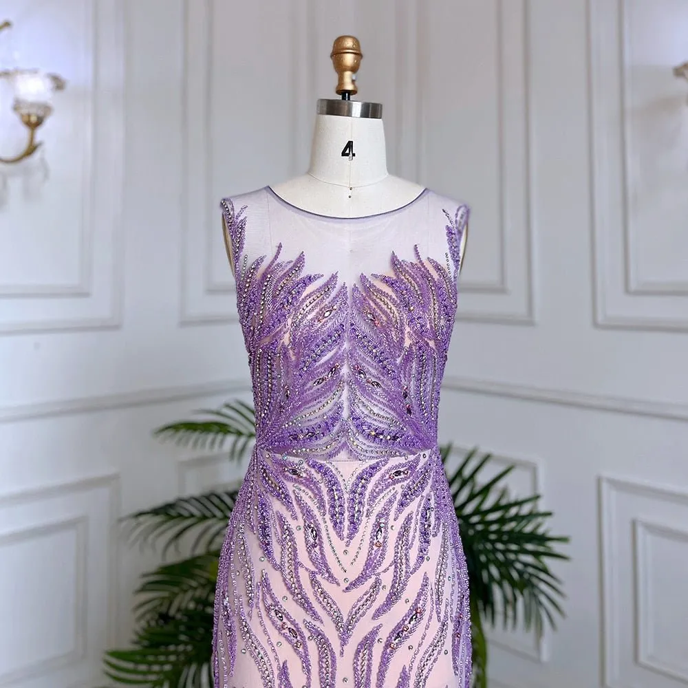 Lilac Mermaid Elegant Beaded Gowns For Women
