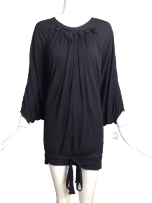 LOUIS VUITTON- Black Jersey Knit Wrap Style Blouse, Size 10