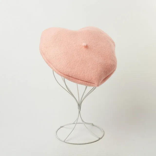 Lovely Heart Wool Beret