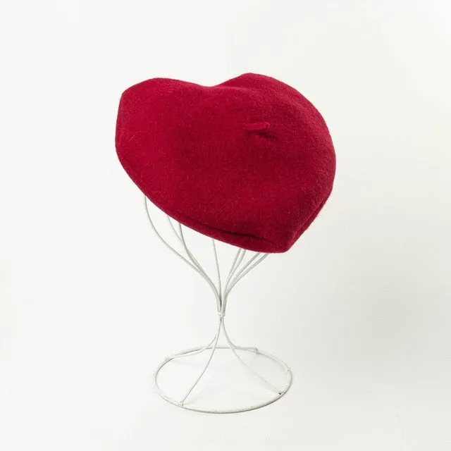Lovely Heart Wool Beret