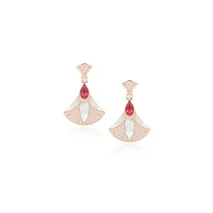 Luxurious Necklace Stud Earrings Cubic Zircon Mother Of Pearl Fan-shaped Pendant