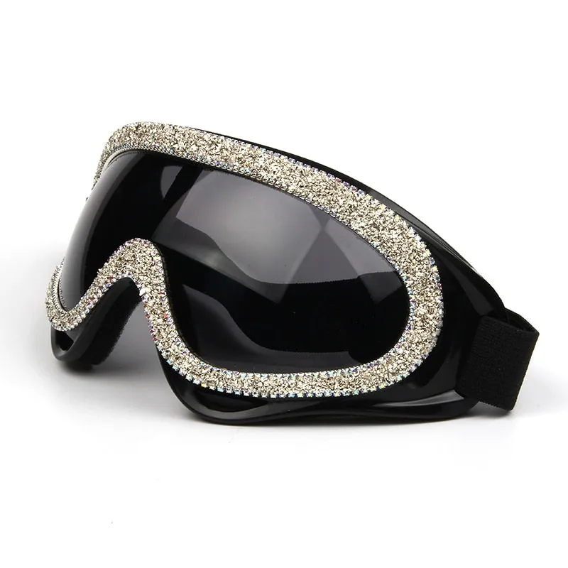 Luxury designer rhinestone goggle sunglasses