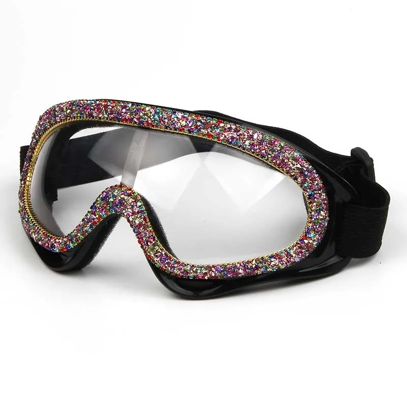 Luxury designer rhinestone goggle sunglasses