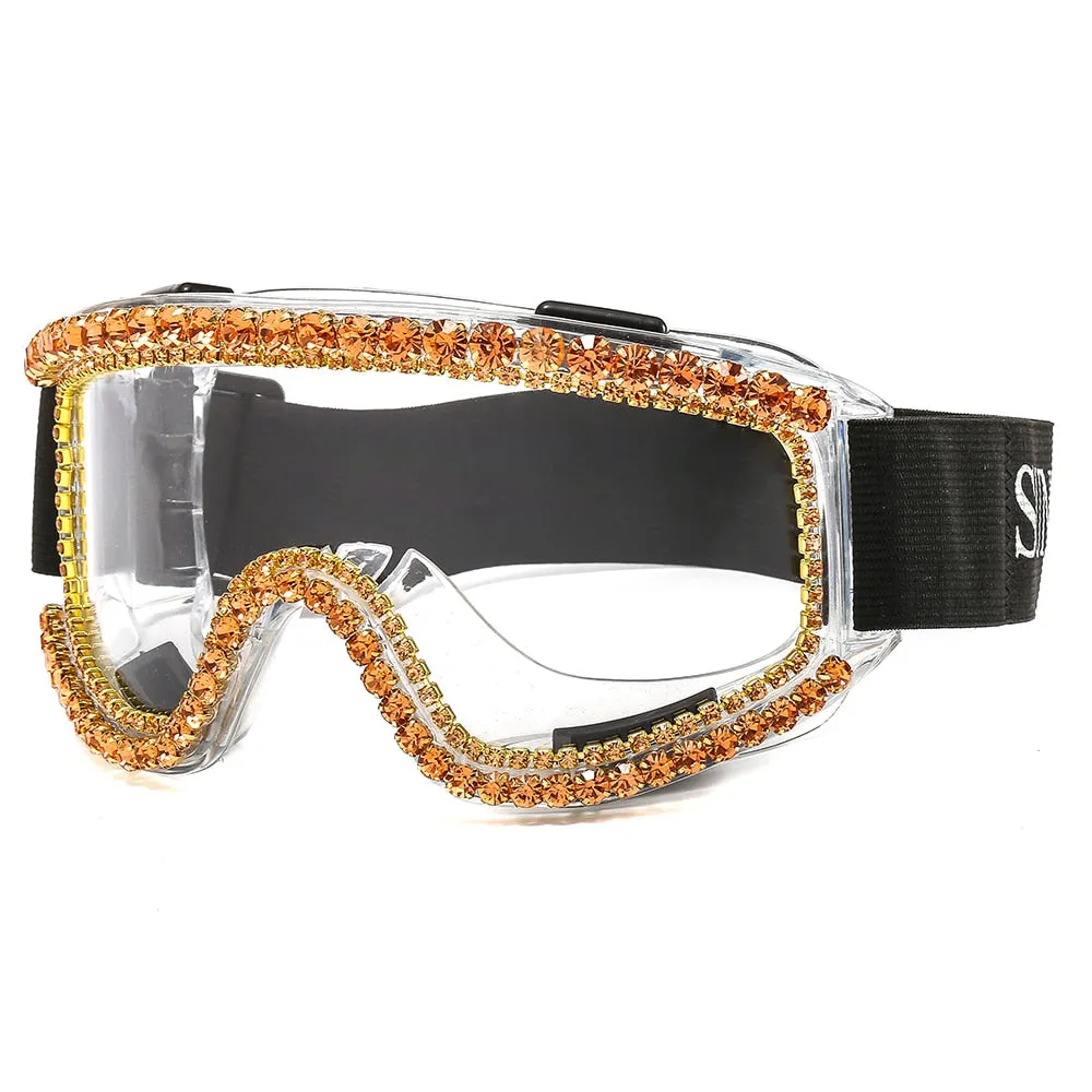 Luxury designer rhinestone goggle sunglasses