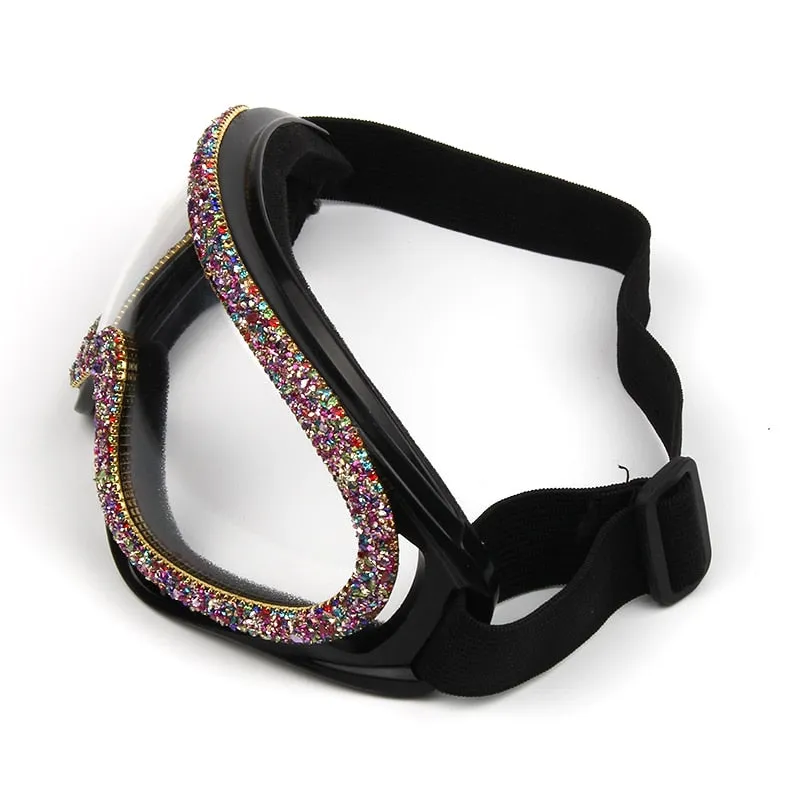 Luxury designer rhinestone goggle sunglasses