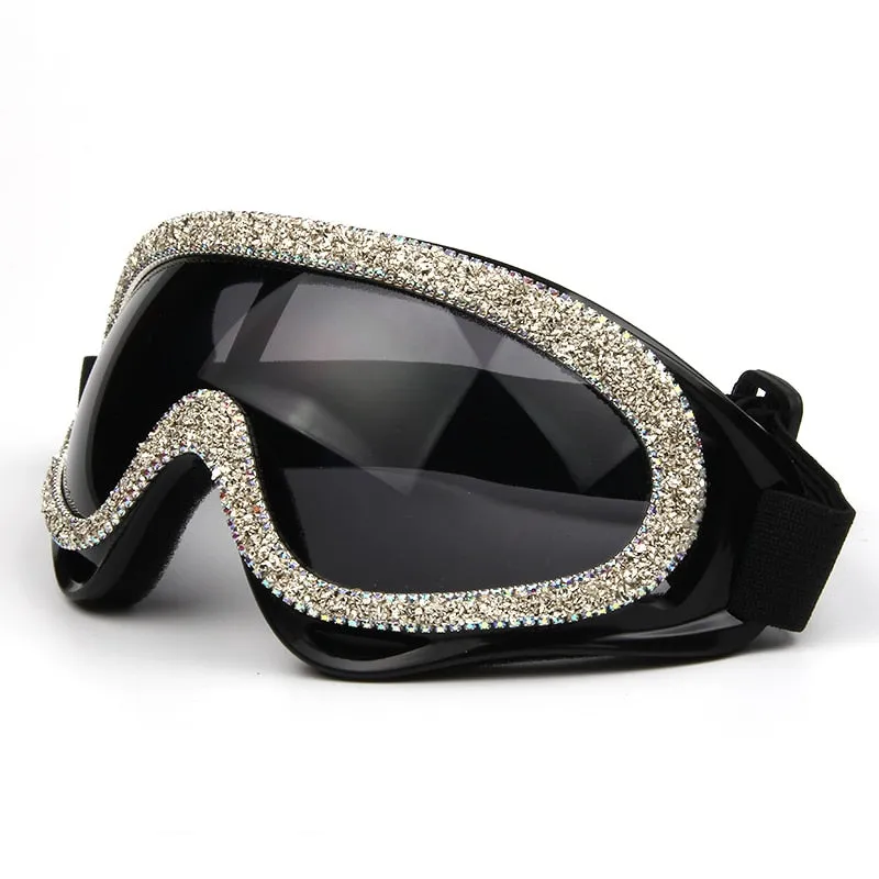 Luxury designer rhinestone goggle sunglasses