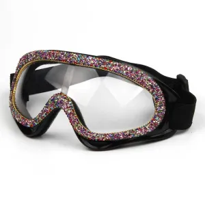 Luxury designer rhinestone goggle sunglasses