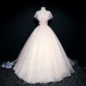 Luxury Lace 3D Flowers Quinceañera and Evening Party Dress