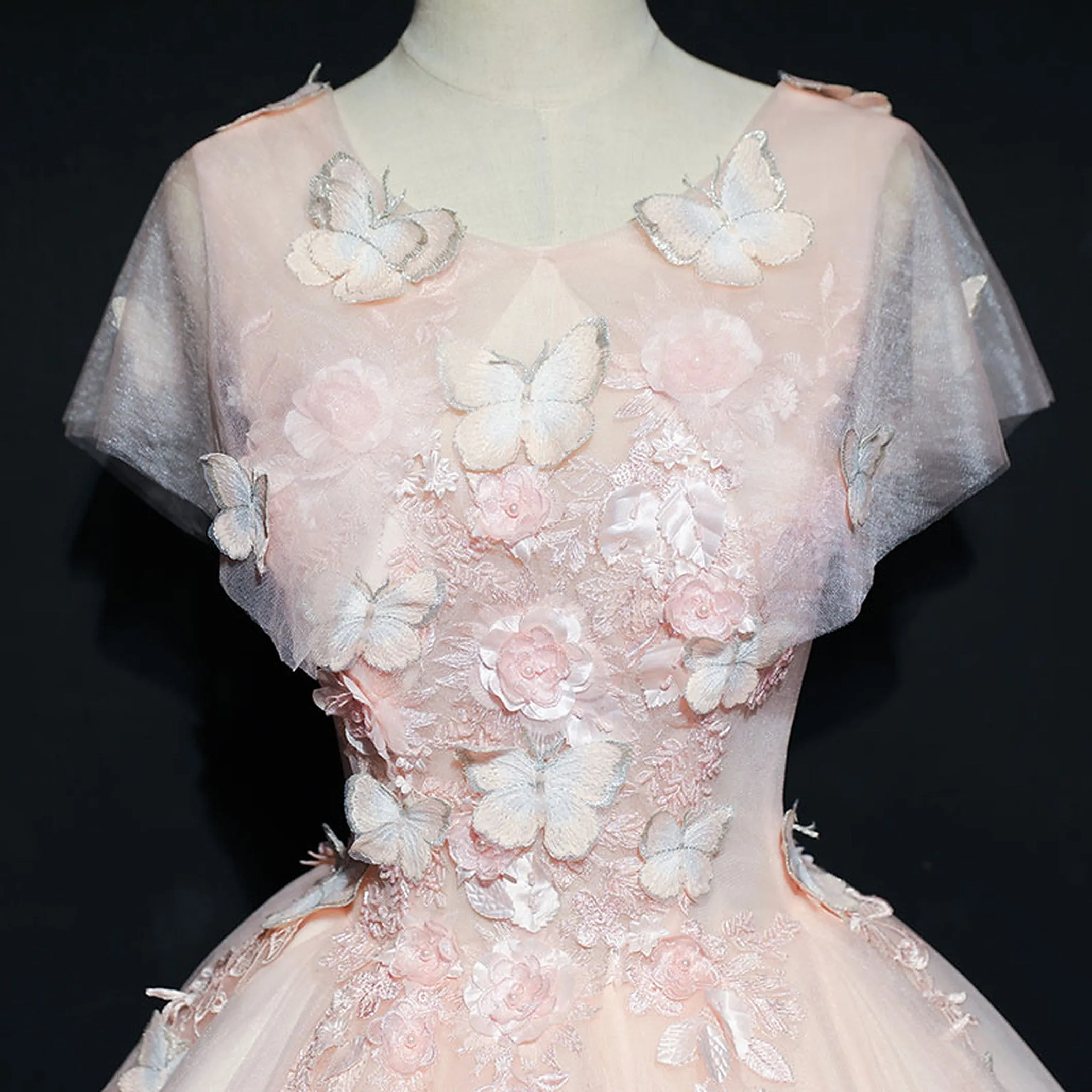 Luxury Lace 3D Flowers Quinceañera and Evening Party Dress