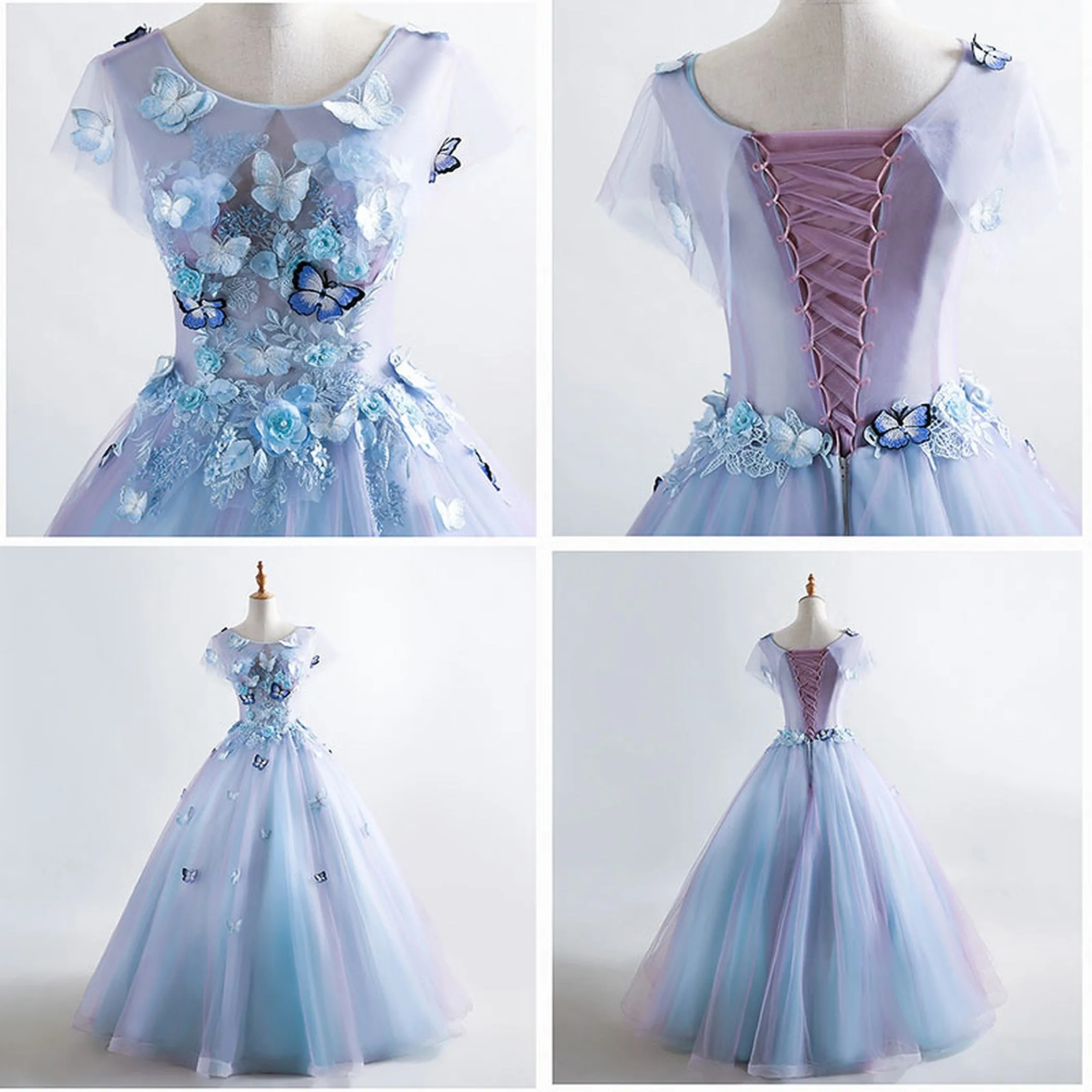 Luxury Lace 3D Flowers Quinceañera and Evening Party Dress