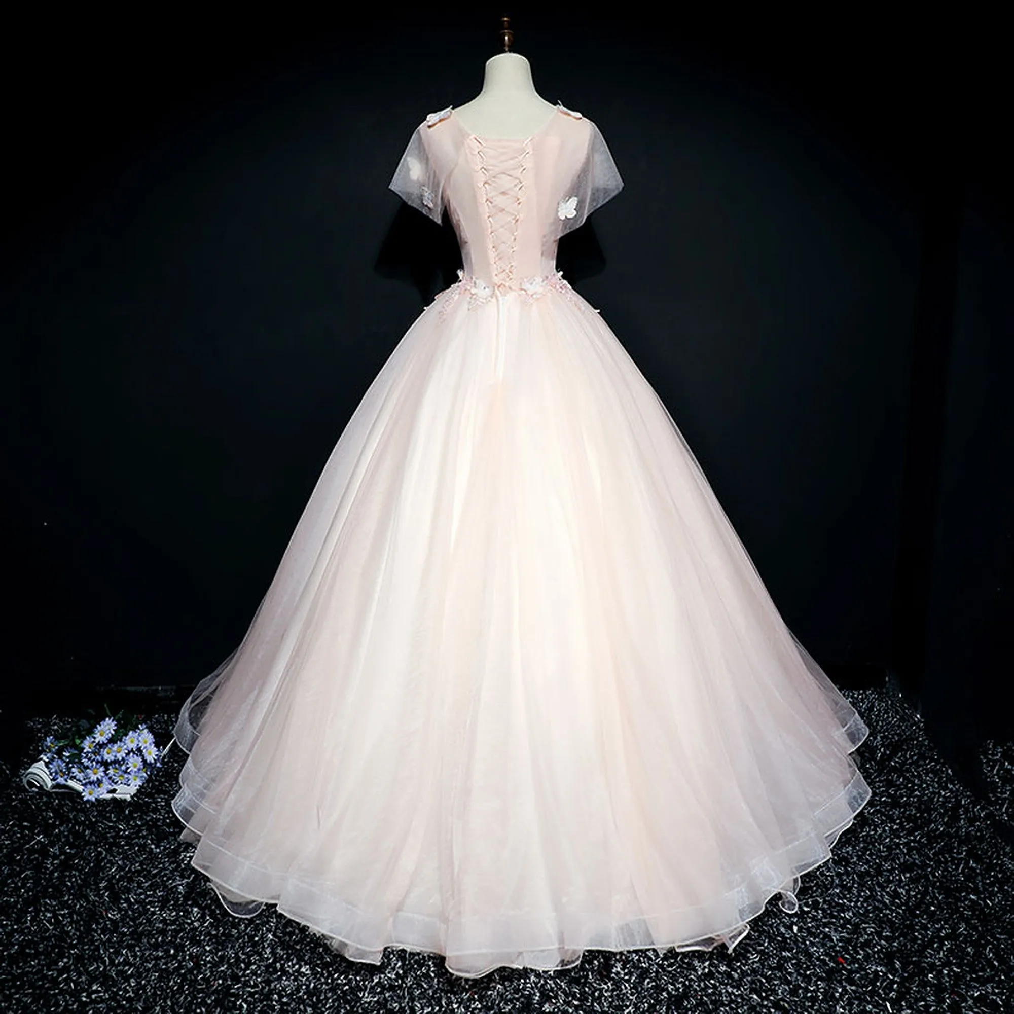 Luxury Lace 3D Flowers Quinceañera and Evening Party Dress