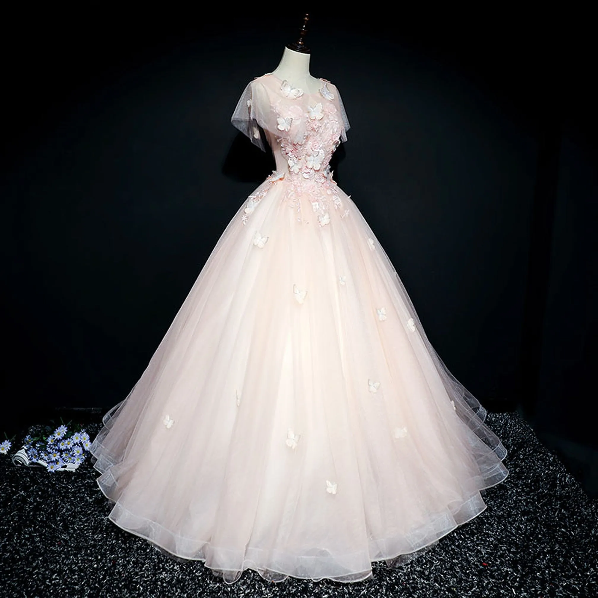 Luxury Lace 3D Flowers Quinceañera and Evening Party Dress