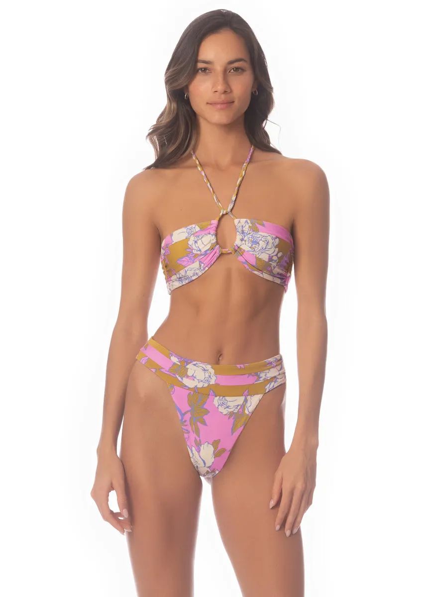 Maaji Pink Fiore Sienna High Rise Classic Bikini Bottom