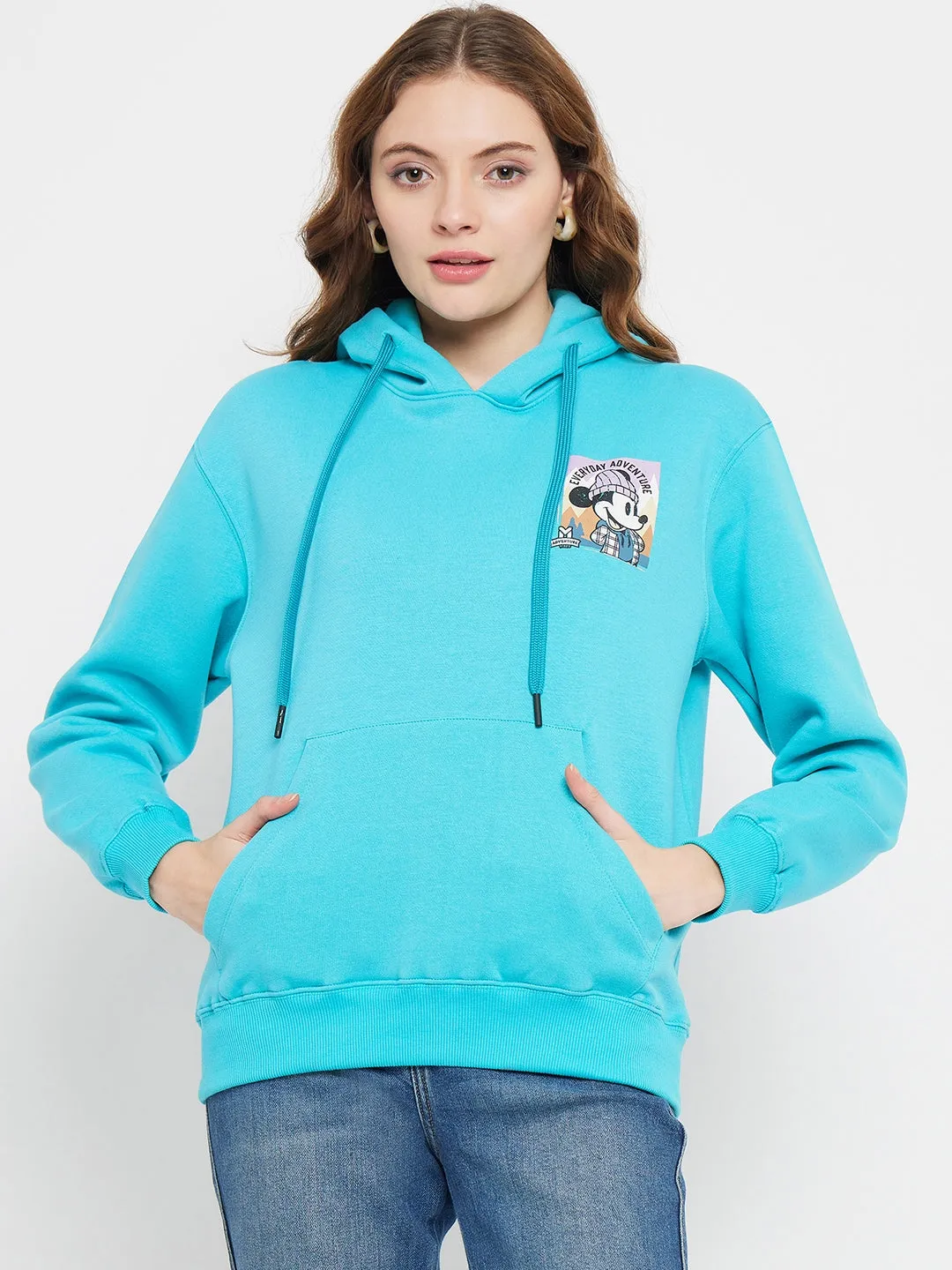 Madame Disney Mickey Mouse Print Blue Sweatshirt
