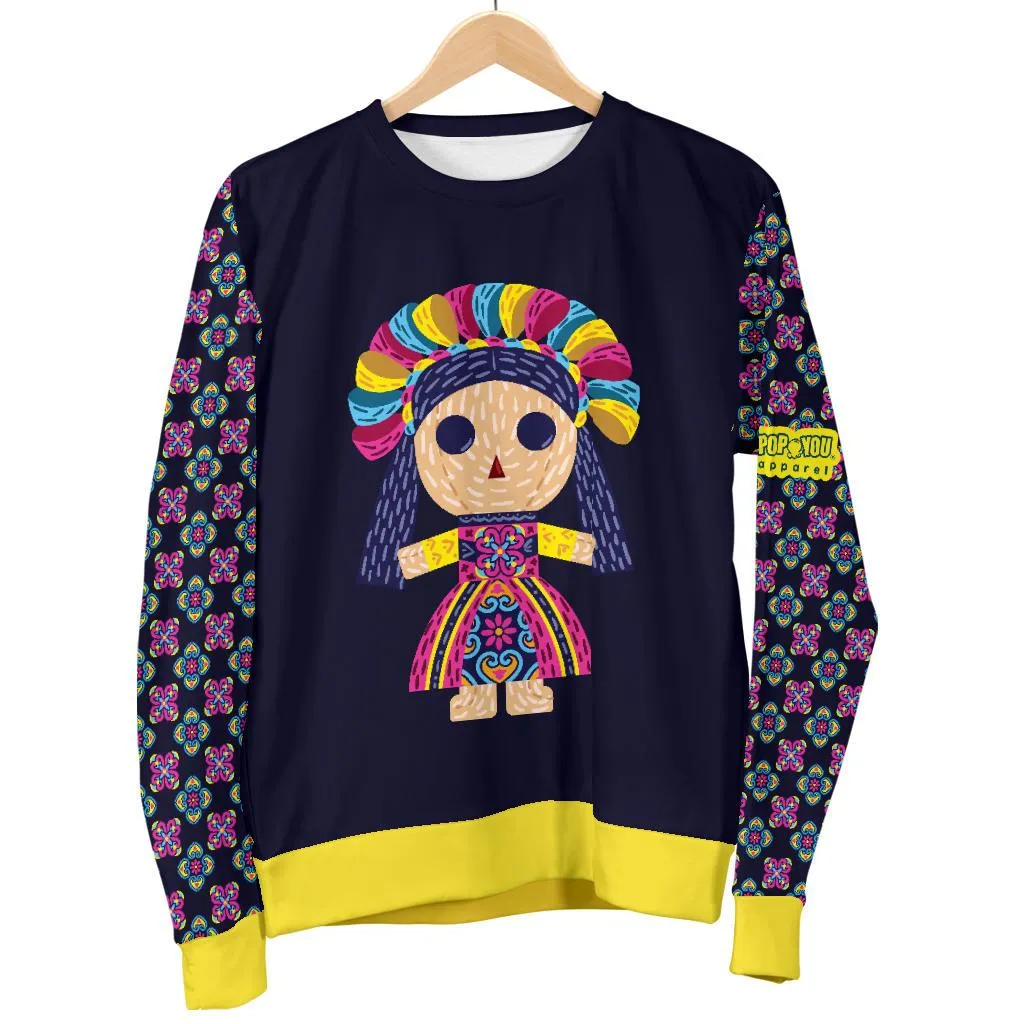 Maria Mexican Doll Folk Art Woman Sweater