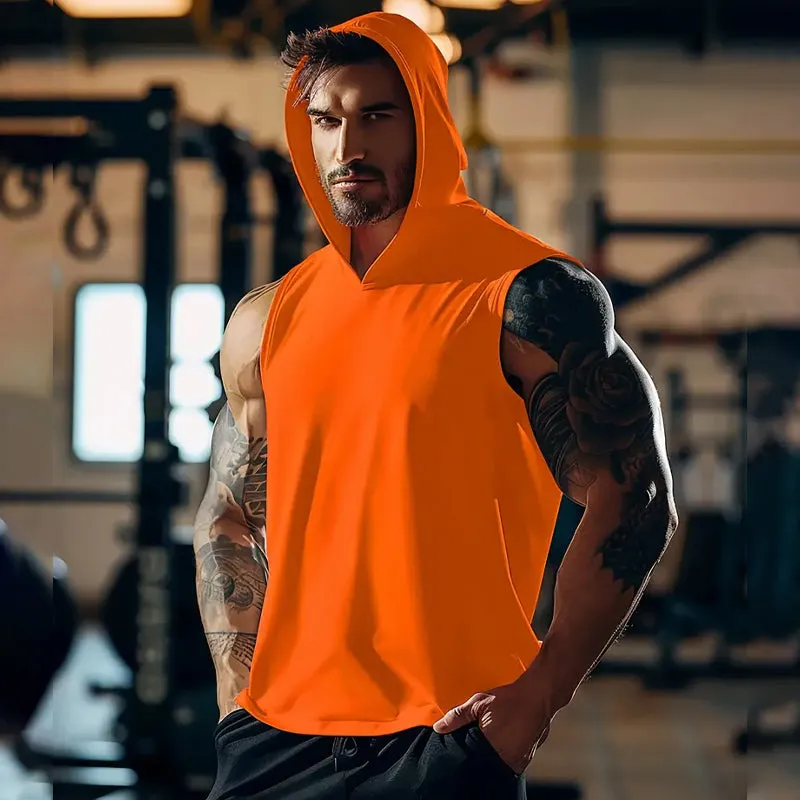 Mens Fashionable Hooded Sleeveless Vest 2408000117