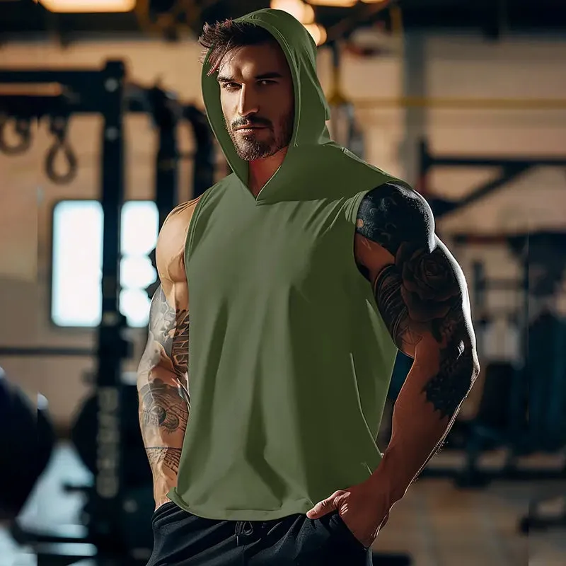 Mens Fashionable Hooded Sleeveless Vest 2408000117