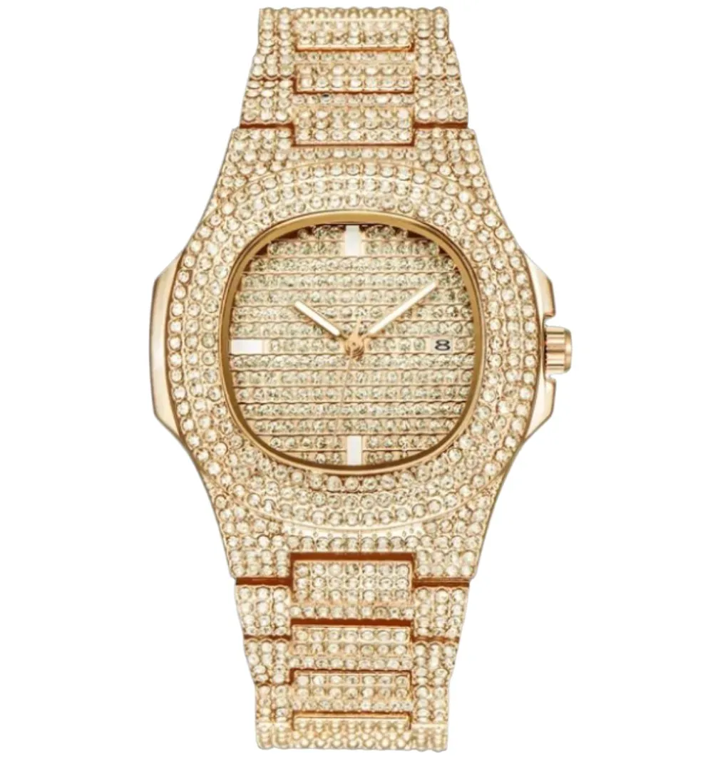 Men's Watch Luxury Brands Designer Fashion Diamond  Date Quartz Watch for Men