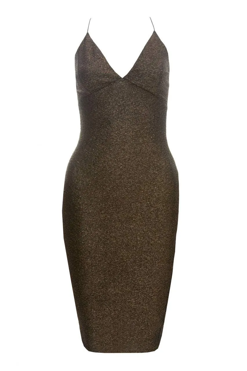 Metallic Strappy Bodycon Dress