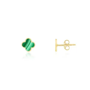 Mini Malachite Clover Stud Earrings