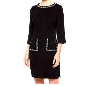 Misook 3/4-Sleeve Knit &amp; Pearly Ribbon Dress Size XS