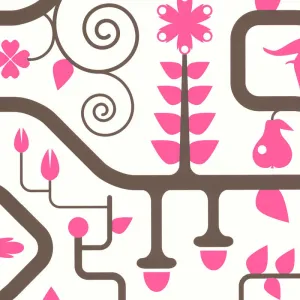 Modern Nature Park Pink Grey 880628 Wallpaper