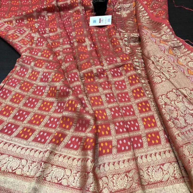 Multi Colored Bandhini Saree